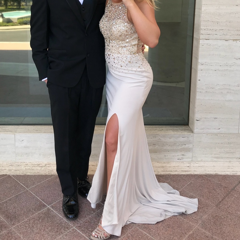 Chunky Stone Beaded Jersey Dress